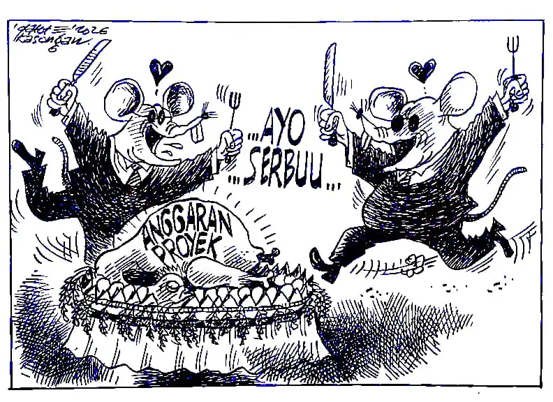 Karikatur - Ilustrasi - Bancakan Anggaran (Dok MI)