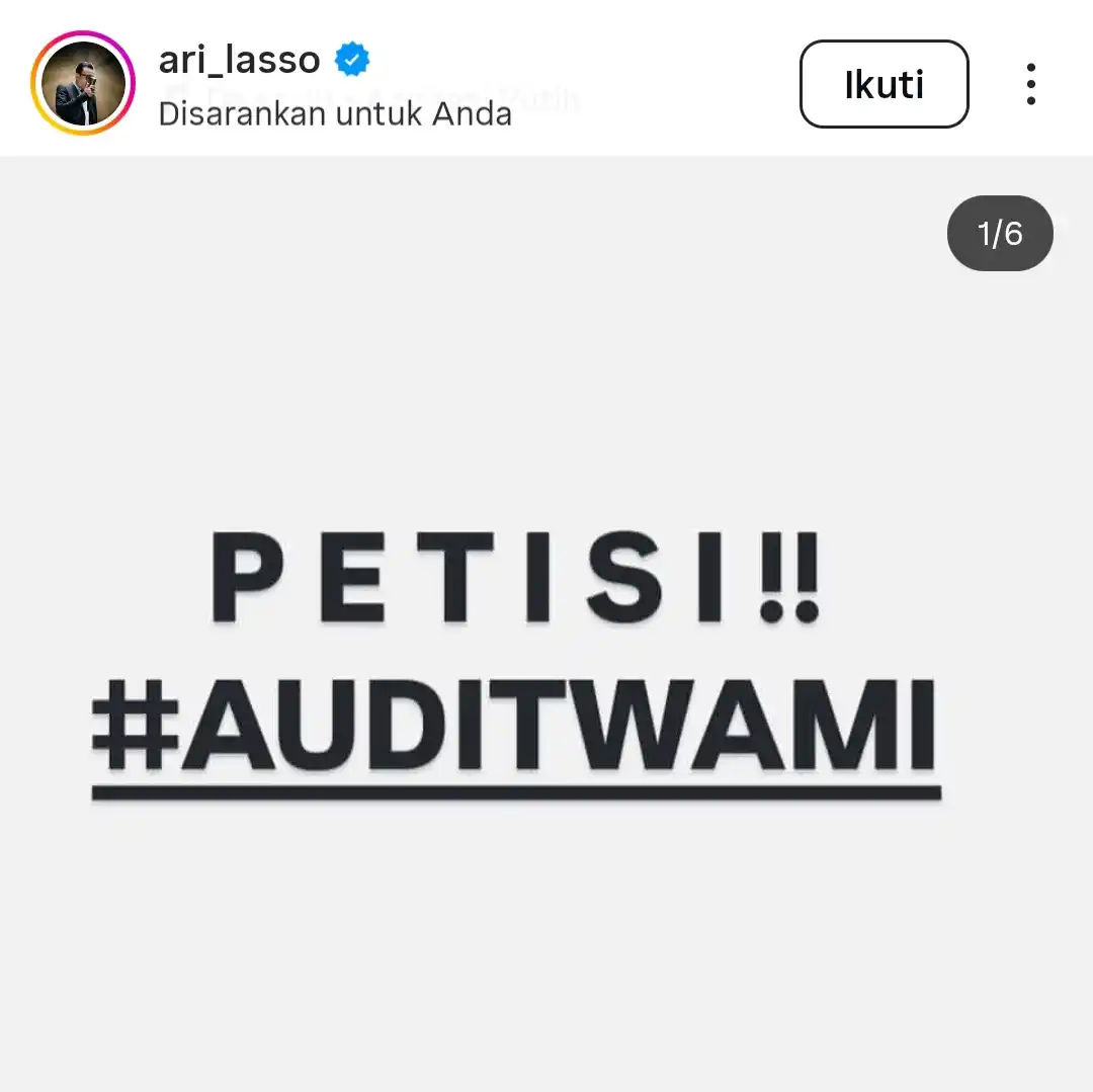 Ari Lasso mengajak para musisi dan pelaku industri musik untuk membuat petisi audit WAMI (Foto: Instagram/@ari_lasso)