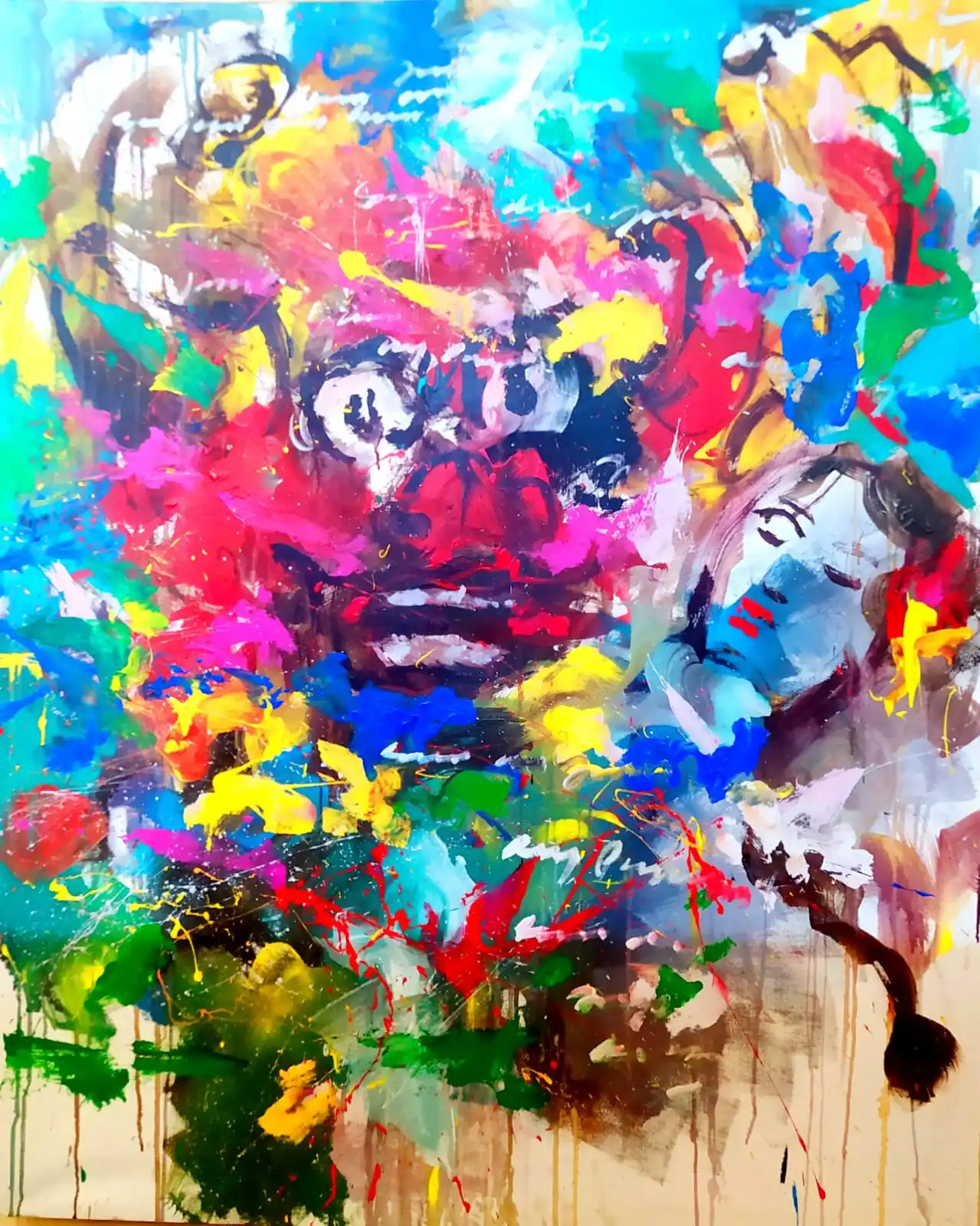 Salah satu karya CDL berjudul: " Di Balik Fenomena", akrilik di kanvas, 120x150 cm, tahun 2019 (Foto: Dok MI/Gatot Eko Cahyono)