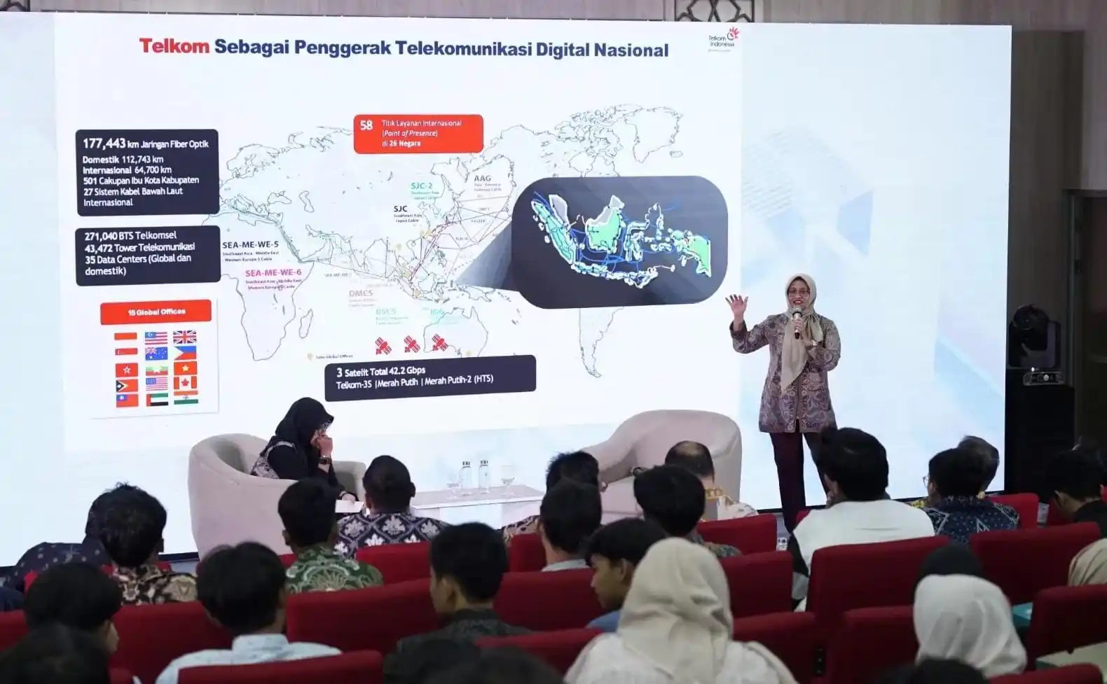 Direktur Utama Telkom, Dian Siswarini di acara peluncuran Telkom AI Campus di UMY (Foto: Dok Telkom)