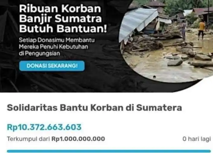 Unggahan Content Creator, Ferry Irwandi di akun KitaBisa tembus Rp10,3 Miliar untuk bantu korban bencana Sumatra (Foto: tangkapan layar akun KitaBisa Ferry Irwandi)
