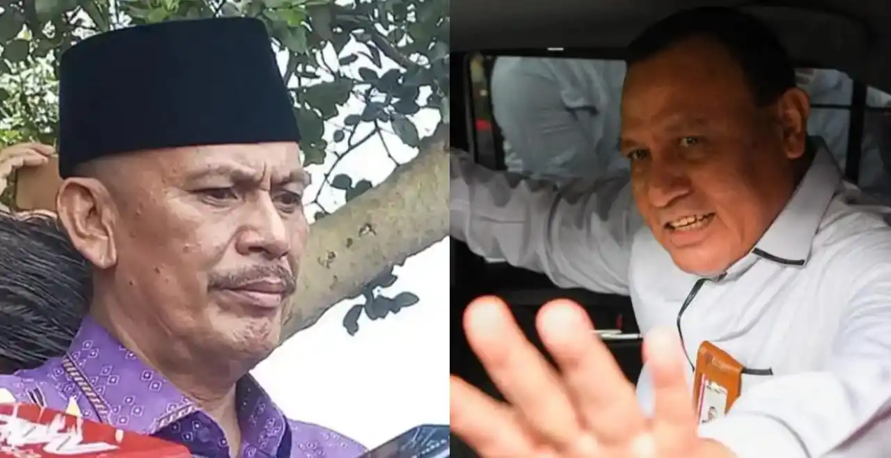 Kades Kohod, Arsin (kiri) dan bekas Ketua KPK Firli Bahuri (kanan)  (Foto: Kolase MI/Aswan)