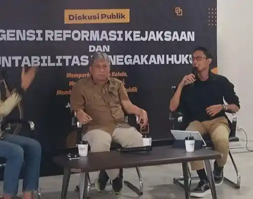 Acara diskusi publik bertajuk "Urgensi Reformasi Kejaksaan dan Akuntabilitas Penegakan Hukum" di Se.kopi Pejaten, Pasar Minggu, Jakarta Selatan, Kamis, 29 Januari 2026.