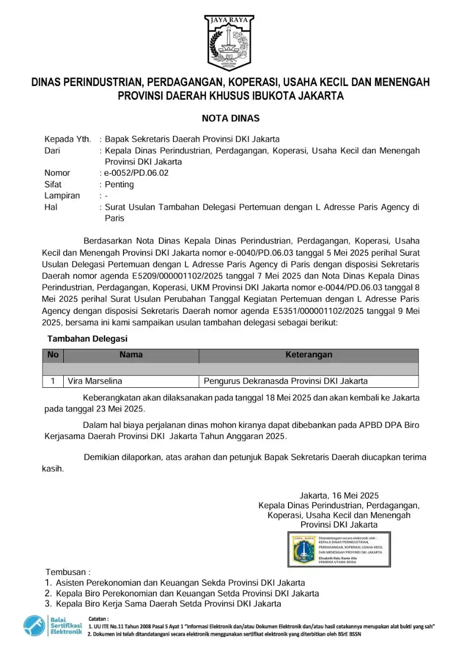 Istri Kadis Pariwisata susul delegasi ke Paris dengan biaya dari Dinas DPPKUM DKI Jakarta (Foto: Dok MI/Istimewa)