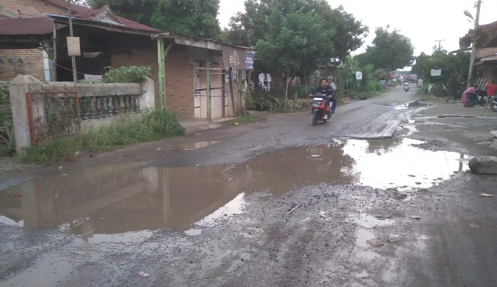 Kerusakan jalan di Desa Sungaibuaya, Kecamatan Silindak, Kabupaten Serdangbedagai, Provinsi Sumatera Utara. Gambar diambil, Senin (8/9/2025). (Foto : MI/Radesman Saragih).
