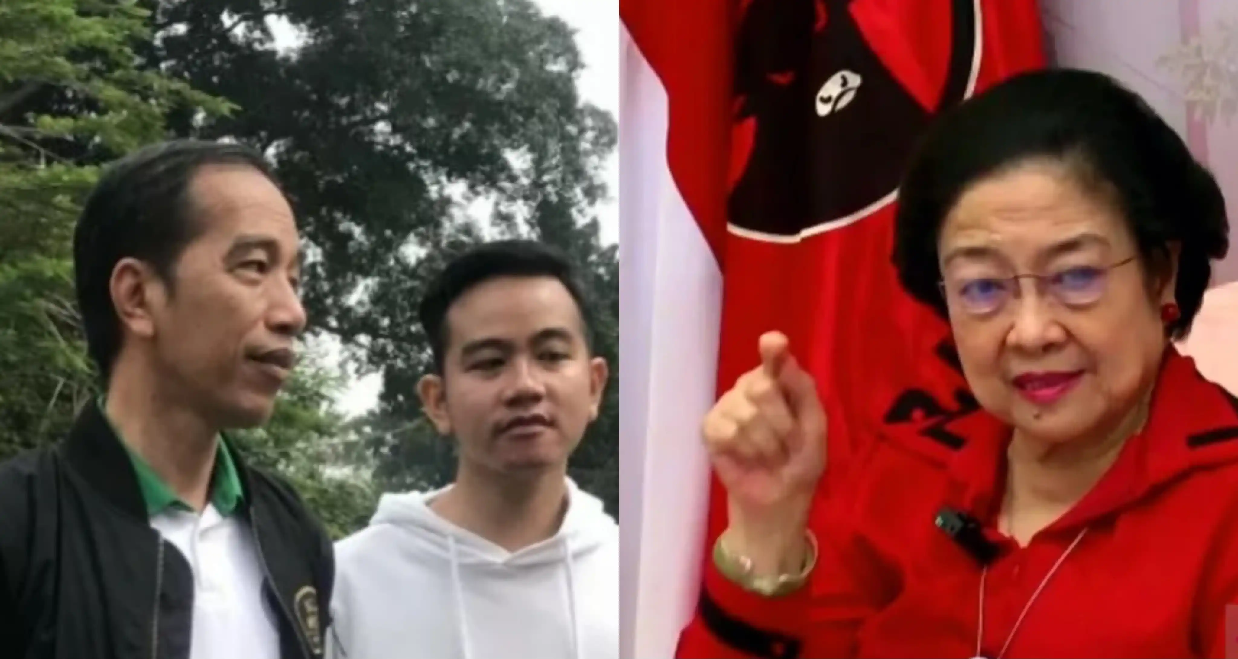 Joko Widodo- Gibran Rakabuming Raka (kiri) dan Megawati Soekarnoputri (kanan) (Kolase MI)
