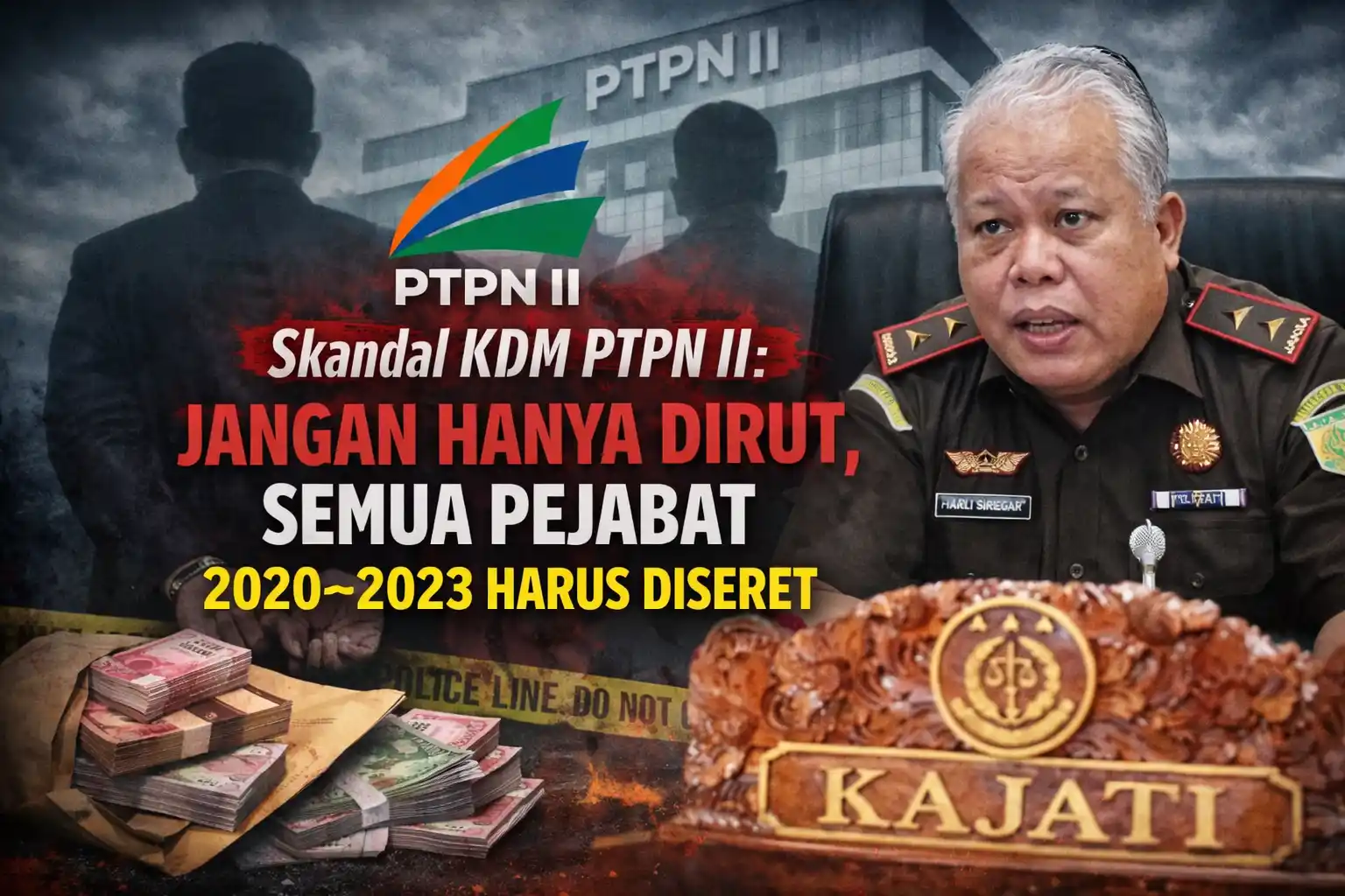 Kepala Kejaksaan Tinggi Sumatera Utara, Harli Siregar, saat memberikan keterangan terkait penanganan kasus dugaan korupsi proyek Kota Deli Megapolitan (KDM) yang melibatkan PTPN II. (Foto: Dok MI/Diolah dari berbagai sumber)