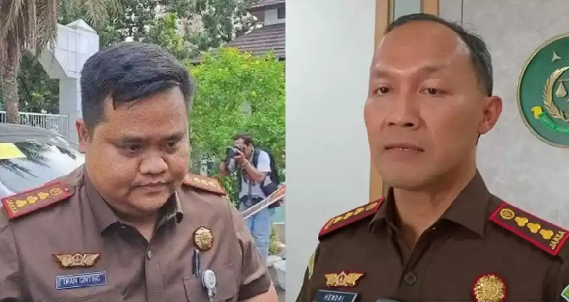 Kepala Kejaksaan Negeri (Kajari) Jakarta Barat (Jakbar) Hendri Antoro Puji (kanan) dan mantan Kajari Jakbar Iwan Ginting kiri) (Foto: Kolase MI/Aswan)