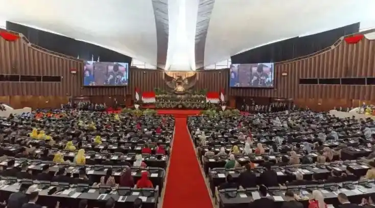 Suasana pelantikan presiden baru Indonesia Prabowo Subianto di gedung DPR di Jakarta, Indonesia pada 20 Oktober 2024. (Foto: Dok MI/Getty Images)