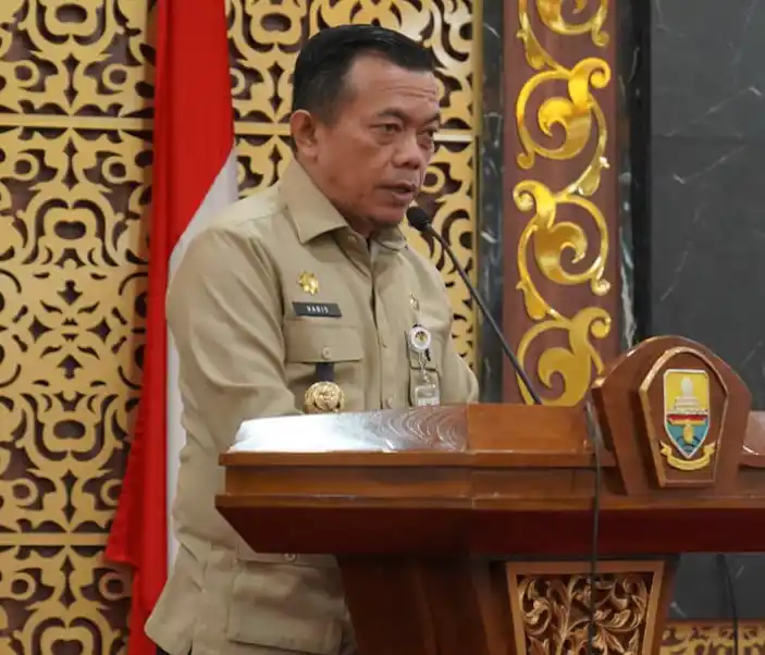 Gubernur Jambi, H Al Haris pada pembukaan Rakor  Awal Gugus Tugas Reforma Agraria Provinsi Jambi 2025 di ruang pola Kantor Gubernur Jambi, Kota Jambi, Selasa (12/8/2025). (Foto : Ist).