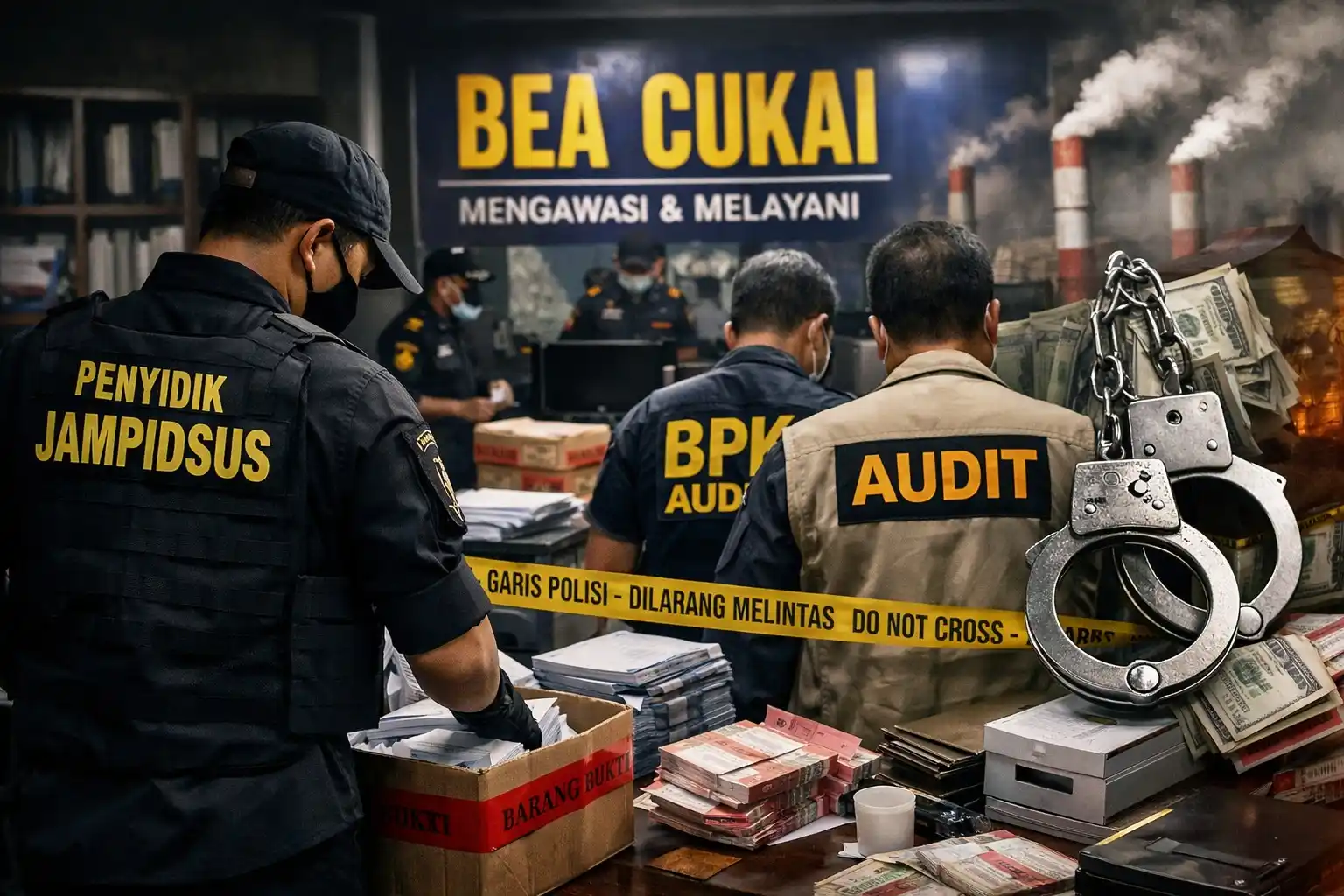 Ilustrasi - Penyidik Jampidsus Kejaksaan Agung bersama auditor BPK menggeledah kantor Direktorat Jenderal Bea dan Cukai terkait penyidikan dugaan korupsi ekspor limbah sawit (POME) tahun 2022. Penggeledahan dilakukan untuk menyita dokumen dan barang bukti menyusul temuan BPK soal lemahnya pengawasan dan tata kelola kepabeanan. (Foto: Dok MI/Aswan/Diolah dari berbagai sumber)