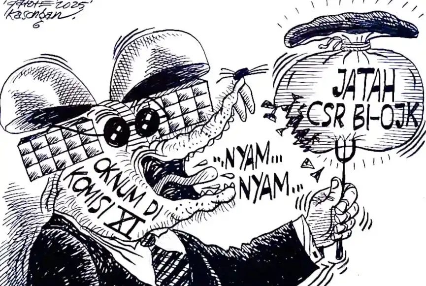 Karikatur - Ilustrasi - Semua Anggota Komisi XI DPR RI (2019-2024) diduga menerima dana CSR BI-OJK (Foto: Gatot Eko Cahyono)