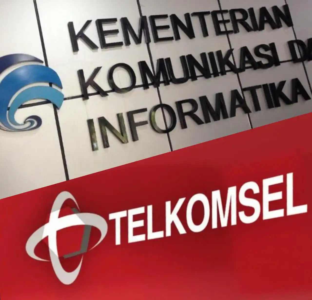 Kemenkominfo (atas) dan Telkomsel (bawah) (Foto: Kolase MI/Aswan)