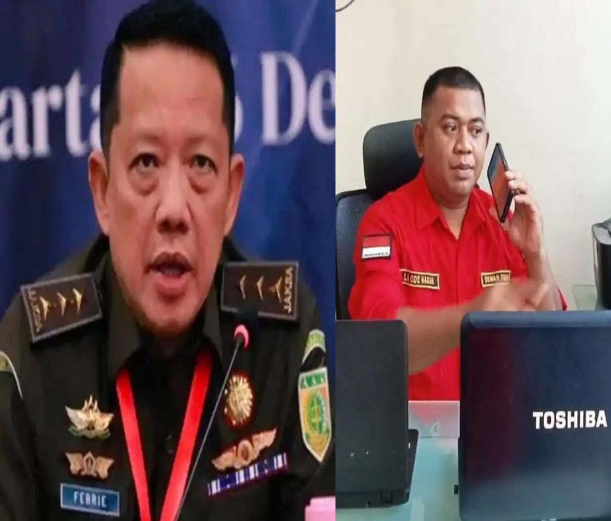 Aktivis Tanpa Gelar (ATG) La Ode Hasanuddin Kansi (LHK)  (kanan) dan Jampidsus Kejagung Febrie Adriansyah (kiri) (Foto: Kolase MI)