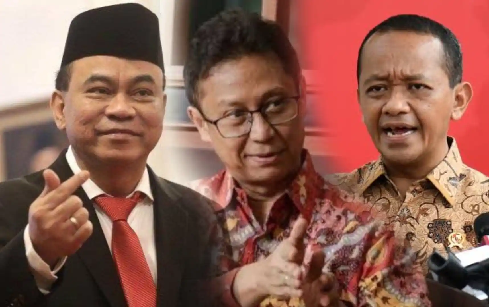 Mekop Budi Arie Setiadi (Kiri), Menkes Budi Gunadi Sadikin (Tengah), Menteri ESDM Bahlil Lahadalia (Kanan)