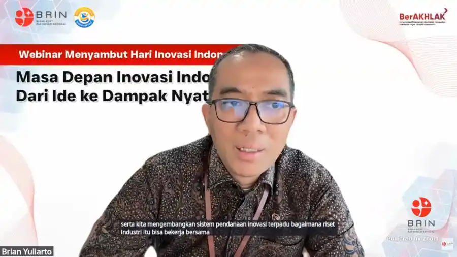 Mendiktisaintek Brian Yuliarto dalam peringatan Hari Inovasi Indonesia 2025. (Dok. Kemendiksaintek)