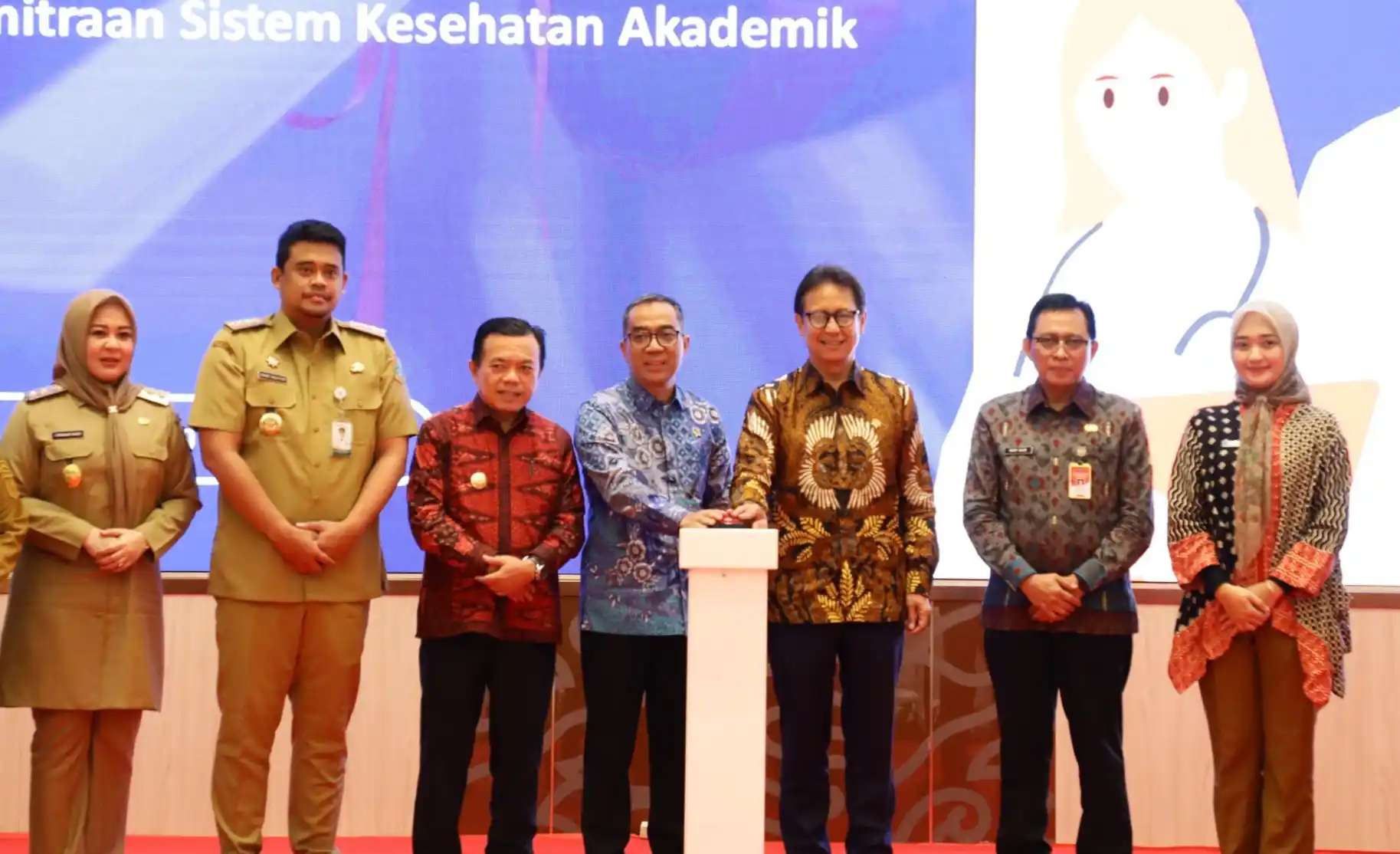 Menteri Pendidikan Tinggi, Sains, dan Teknologi, Brian Yuliarto bersama Menteri Kesehatan, Budi Gunadi Sadikin gekar MoU. (Foto. Rizal)