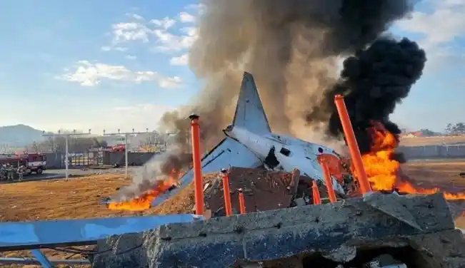 Kecelakaan Pesawat Jeju Air di Bandara Internasional Muan, Korea Selatan (Foto: Istimewa)
