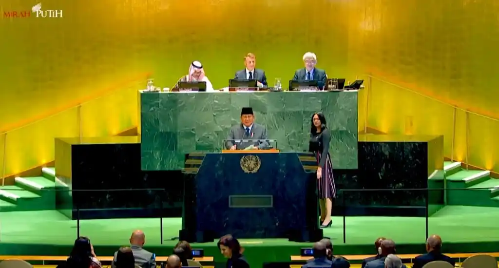 Presiden Prabowo Subianto menyampaikan pidato pada Sidang Umum PBB ke-80 di Markas PBB, New York, Selasa (23/9)