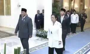 Prabowo bersama Gibran dan Megawati hadiri upacara peringatan Hari Lahir Pancasila di Kementerian Dalam Negeri (Foto: Ist)