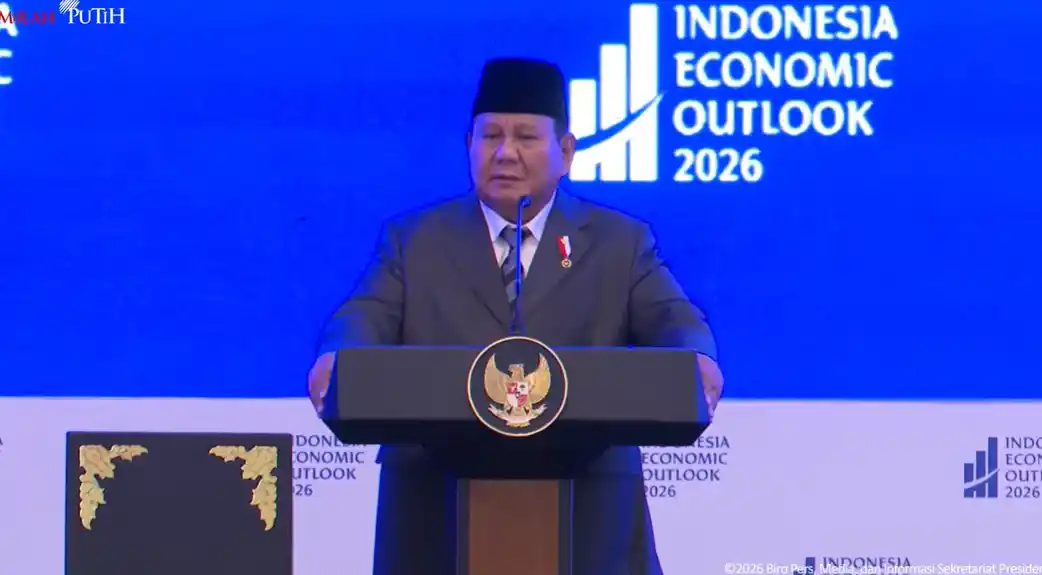 Presiden RI Prabowo Subianto dalam acara Indonesia Economic Ourlook 2026. (Foto: Dok Setpres)
