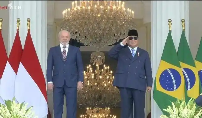 Presiden RI, Prabowo Subianto dan Presiden Brasil, Luiz Inácio Lula da Silva (Foto: BPMI Setpres)