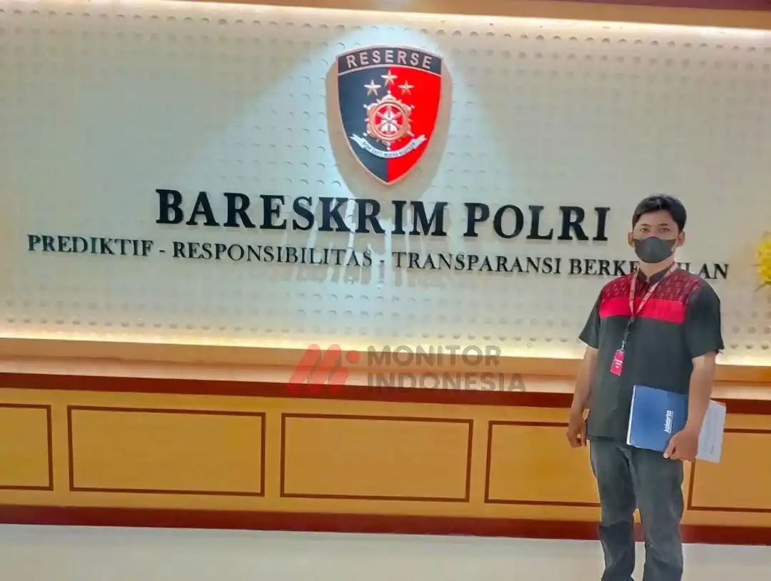 Roby saat mengonfirmasi laporan di Bareskrim Polri pada 7 Oktober 2024 (Foto: Dok MI)