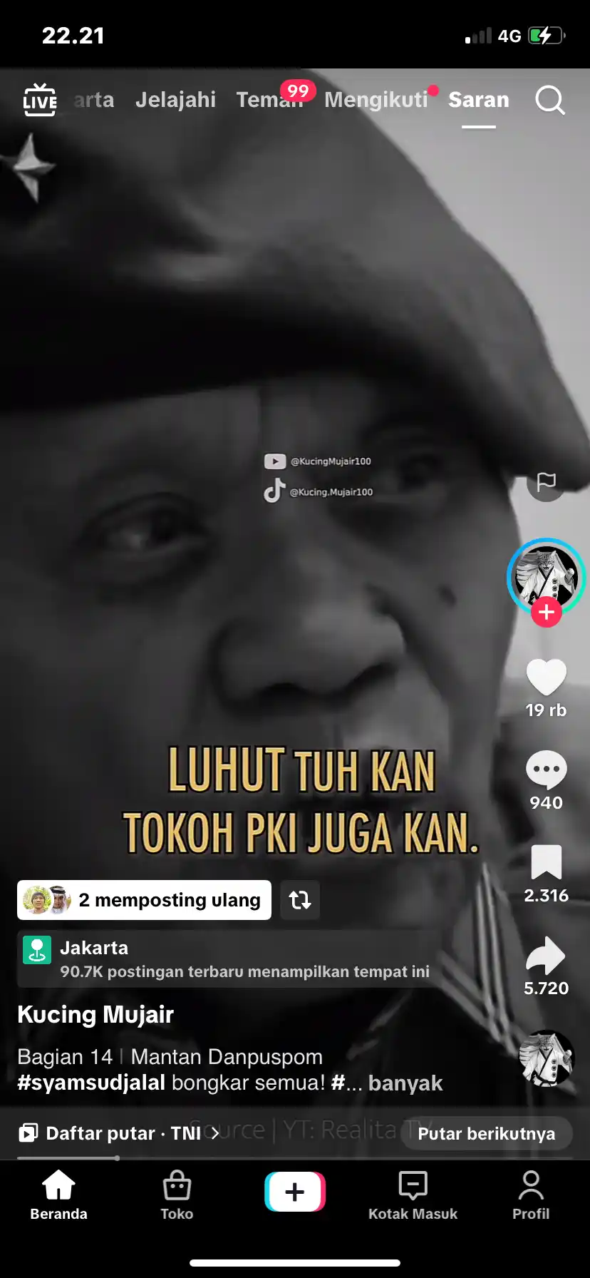 Mantan Komandan Pusat Polisi Militer (Danpuspom) ABRI Mayjen (Purn) Syamsu Djalal