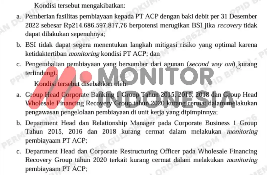 Laporan Hasil Pemeriksaan (LHP) yang dirilis Badan Pemeriksa Keuangan kembali membongkar borok tata kelola pembiayaan perbankan nasional. Dalam LHP Nomor 30/AUDITAMA VII/PDTT/9/2024 tertanggal 4 September 2024 oleh Auditorat Utama Keuangan Negara VII (Foto: Dok MI)