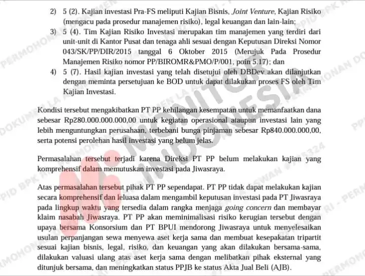 Sampul Laporan Hasil Pemeriksaan Kepatuhan Badan Pemeriksa Keuangan Republik Indonesia atas pengelolaan dan pertanggungjawaban keuangan Tahun Buku 2021–2022 pada PT Pembangunan Perumahan (Persero) Tbk beserta anak perusahaan dan instansi terkait di DKI Jakarta, Jawa Barat, Jawa Tengah, dan Jawa Timur. Laporan ini diterbitkan oleh Auditorat Utama Keuangan Negara VII dengan Nomor 60/LHP/XXI/11/2024 tertanggal 25 November 2024. (Foto: Dok MI)