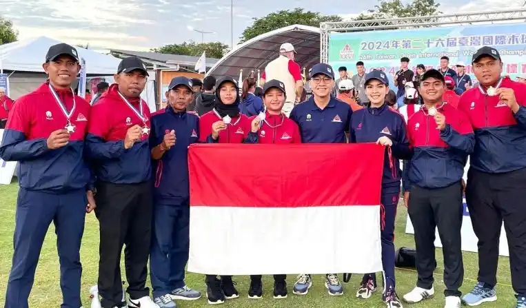Tim woodball Indonesia pada ajang Taiwan Open International Championship 2024 di Beitun Wooden Course, Taichung City (Foto: Antara)
