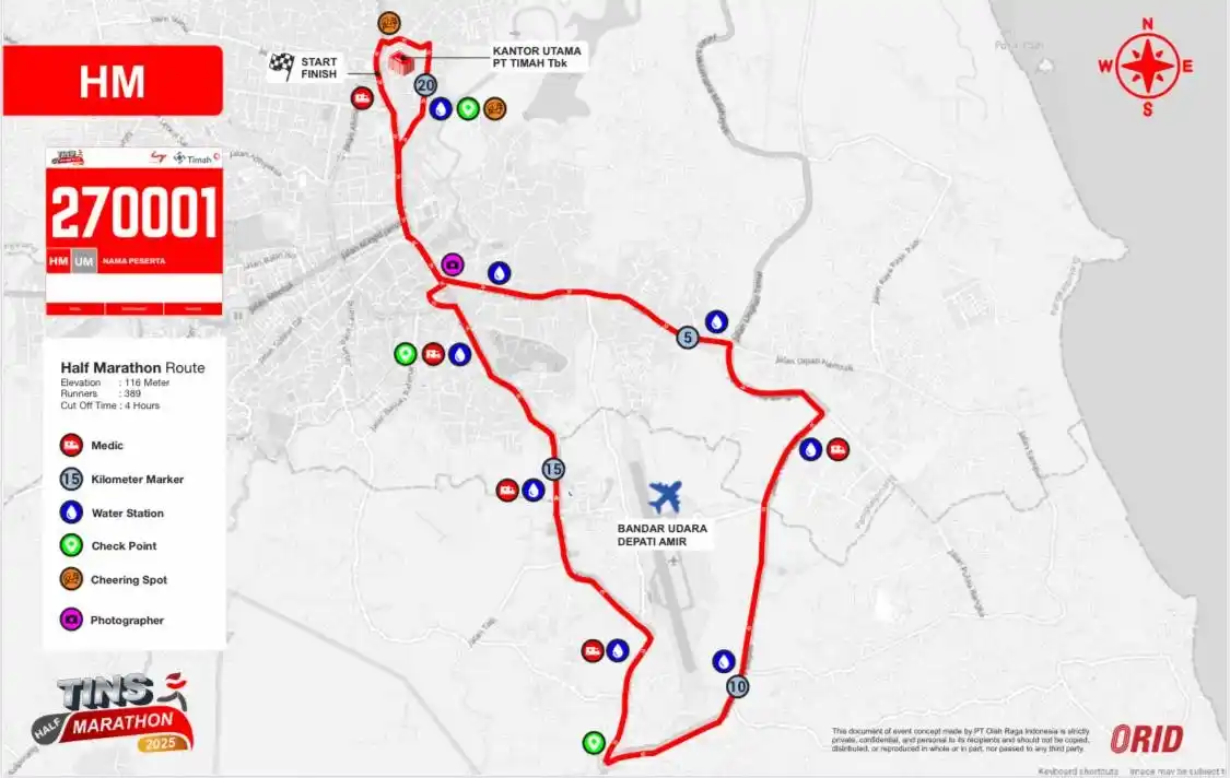 Rute Jalan Tins Half Marathon 2025 [Foto: Doc. PT Timah]