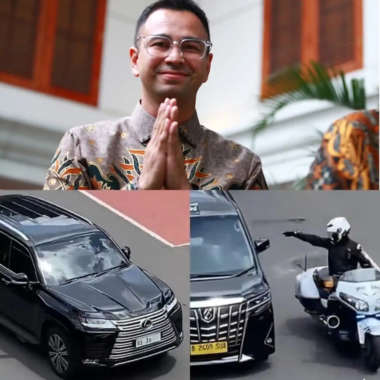 Mobil dengan pelat RI 36 bukan digunakan menteri melainkan Utusan Khusus Presiden Bidang Pembinaan Generasi Muda dan Pekerja Seni Raffi Ahmad.  Setelah beberapa waktu menuai tanya publik, Raffi Ahmad pun buka suara dan mengakui bahwa dirinya merupakan pejabat yang menggunakan mobil RI 36. Jika Raffi Ahmad tika tidak mampu menjaga etika dan perilaku di jalan anak buahnya lebih baik mundur saja dari jabatannya (Foto: Kolase MI/Diolah dari berbagai sumber)